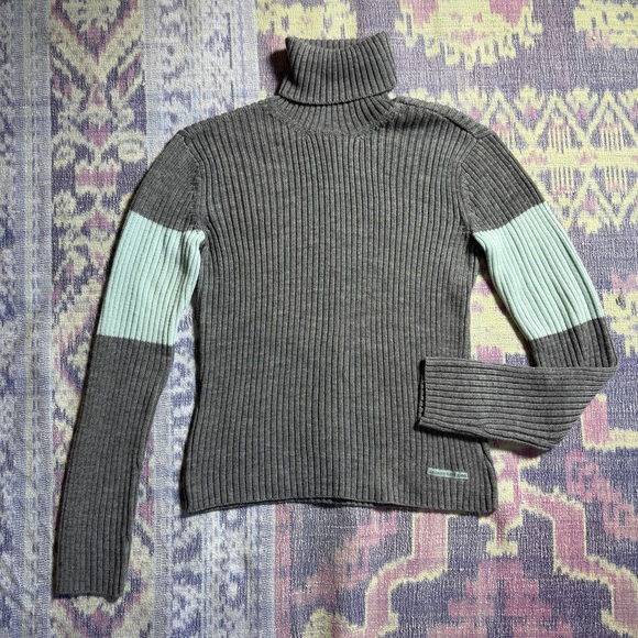 Vintage 90s Calvin Klein Womens Ribbed Turtleneck Sweater Long Sleeve in Gray - Picture 9 of 15
